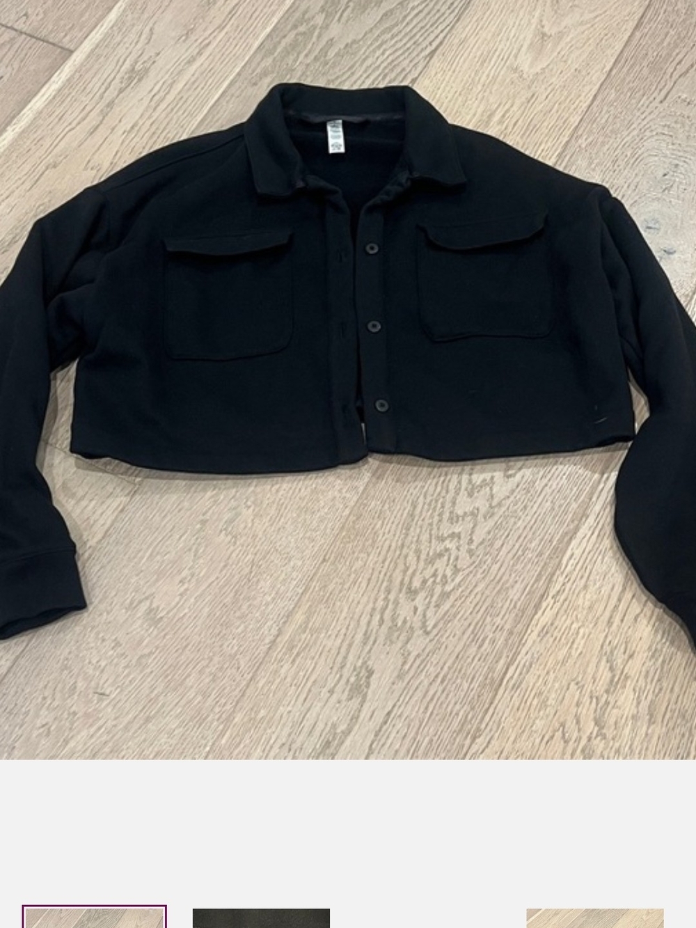 ALO Yoga Cropped Black Button-Up Jacket